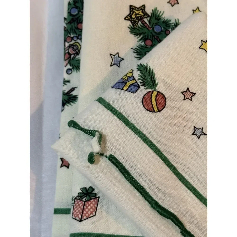 Vintage Fallani & Cohn Christmas Tablecloth 60x96 & 12 Napkins Tree Holiday Set